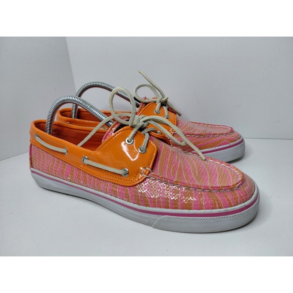 Sperry Top Sider Women's 9688607 Pink Orange‎ Sequins Boat Shoes Size 10 M - Picture 3 of 6